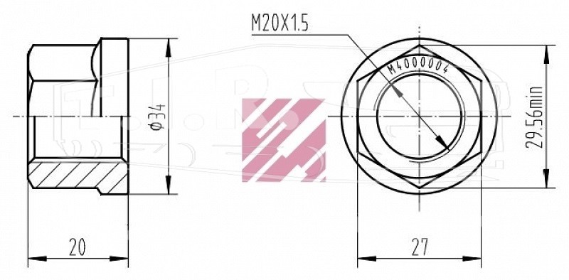M4000004, Гайка М20*1.5 колесная SW27 — Marshall