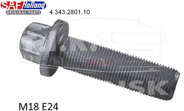 4 343 2801 10, Болт М18*1.5*65 E24 крепления ступицы — SAF