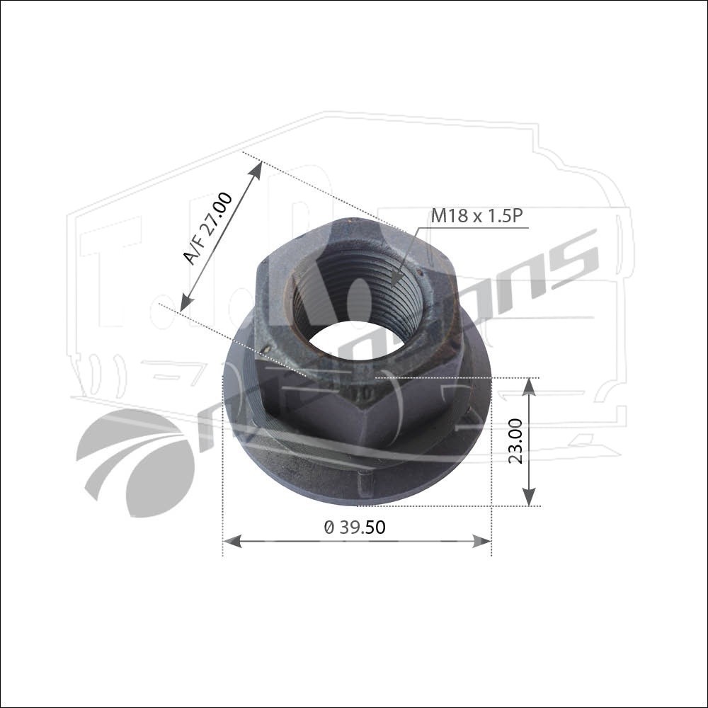 Гайка М18*1.5 колесная SW27 с юбкой