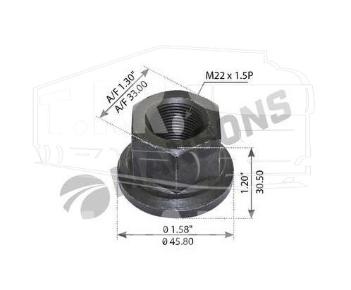 WN325, Гайка М22*1.5 колеса с юбкой SW33 — Mansons