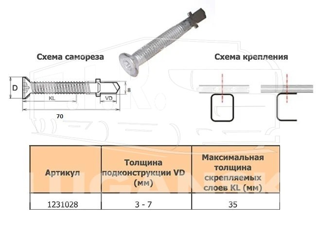 Винт крепления пола М8х70