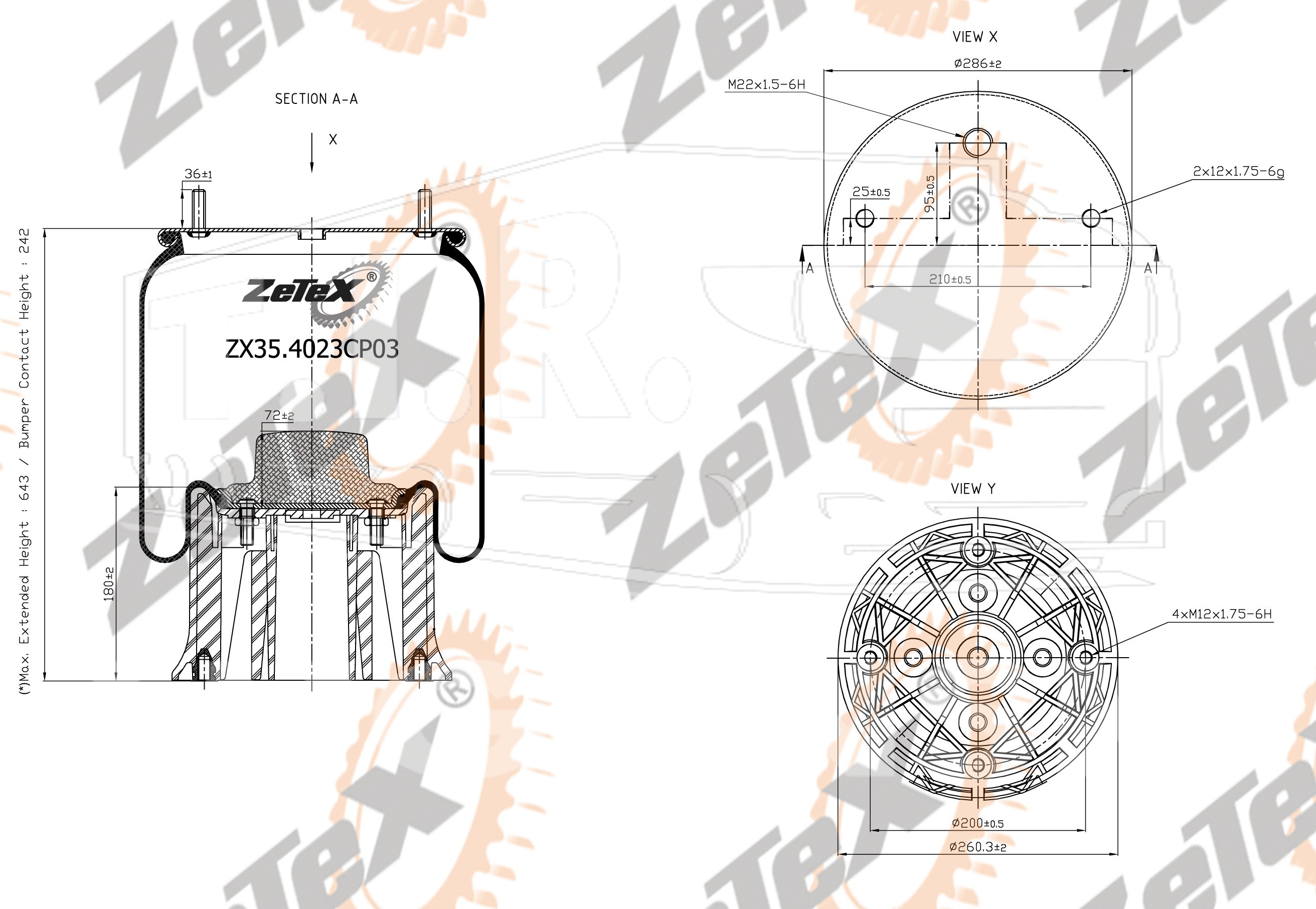 ZX35.4023CP03, Пневморессора 4023NP03 пластиковый стакан SAF — ZeTeX