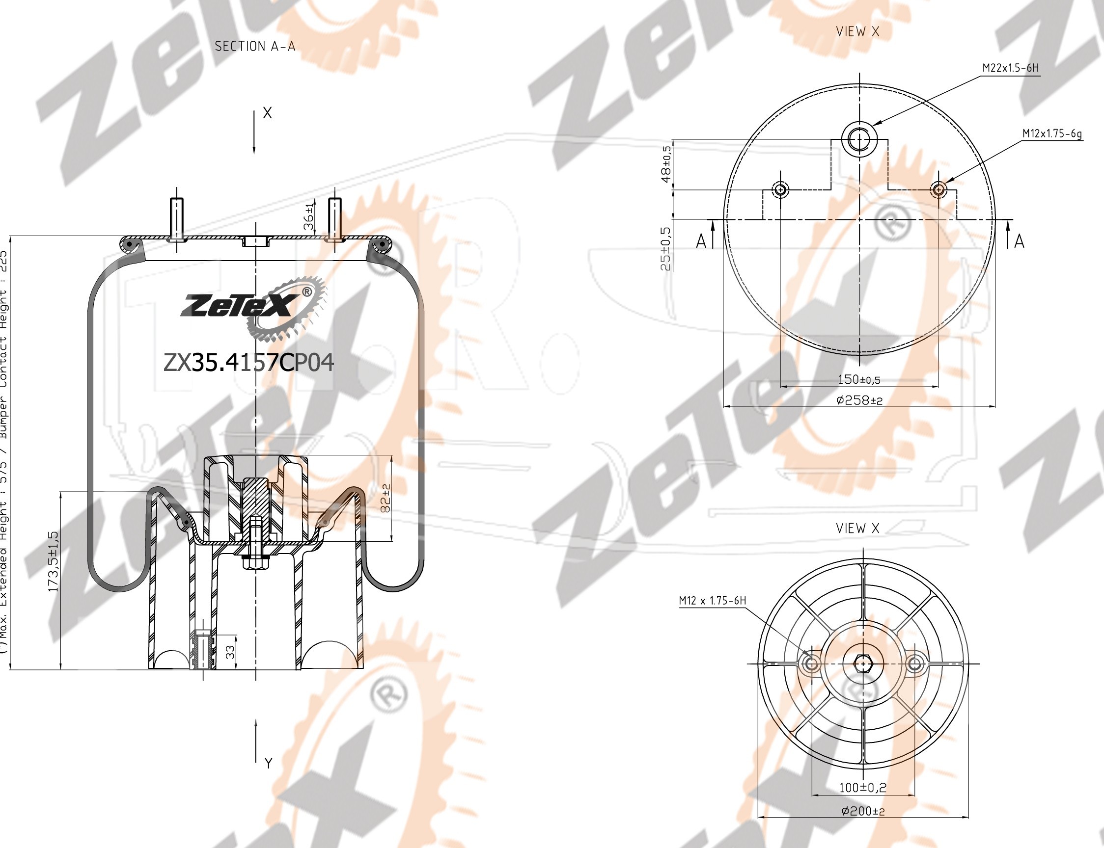 ZX35.4157CP04, Пневморессора 4157NP04 пластиковый стакан ROR — ZeTeX