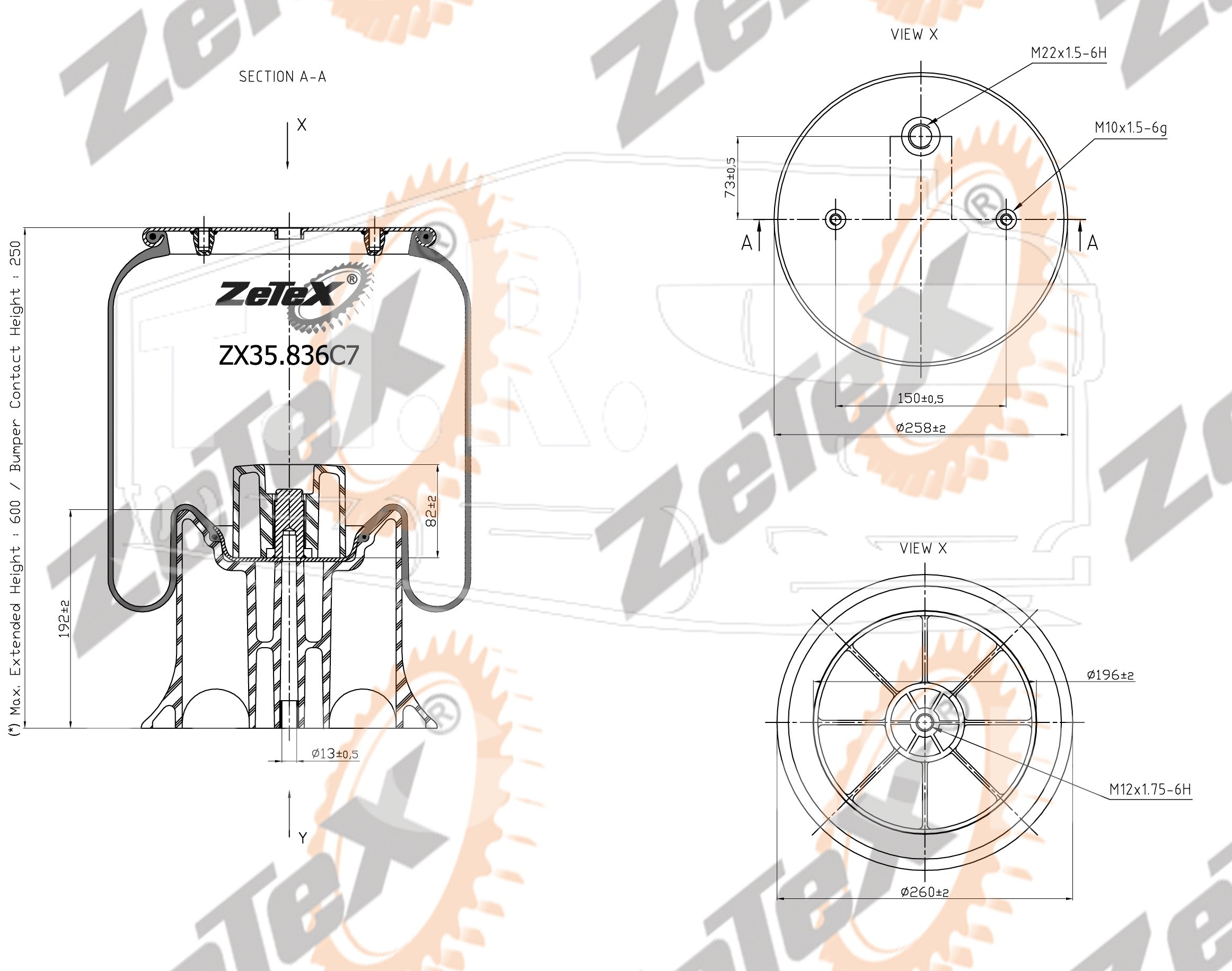 ZX35.4157CP06, Пневморессора 4157NP06 пластиковый стакан ROR — ZeTeX