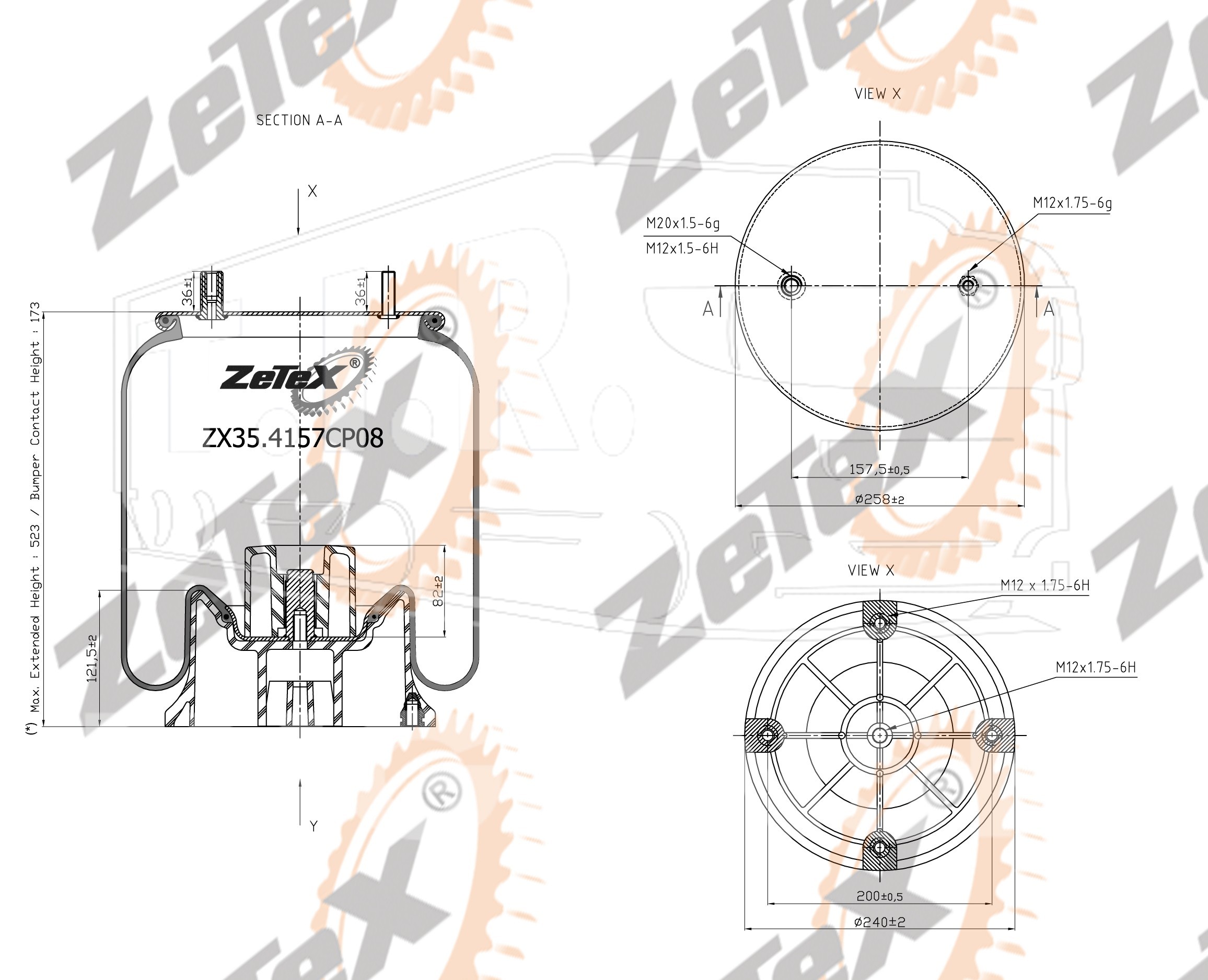 ZX35.4157CP08, Пневморессора 4157NP08 пластиковый стакан ROR — ZeTeX