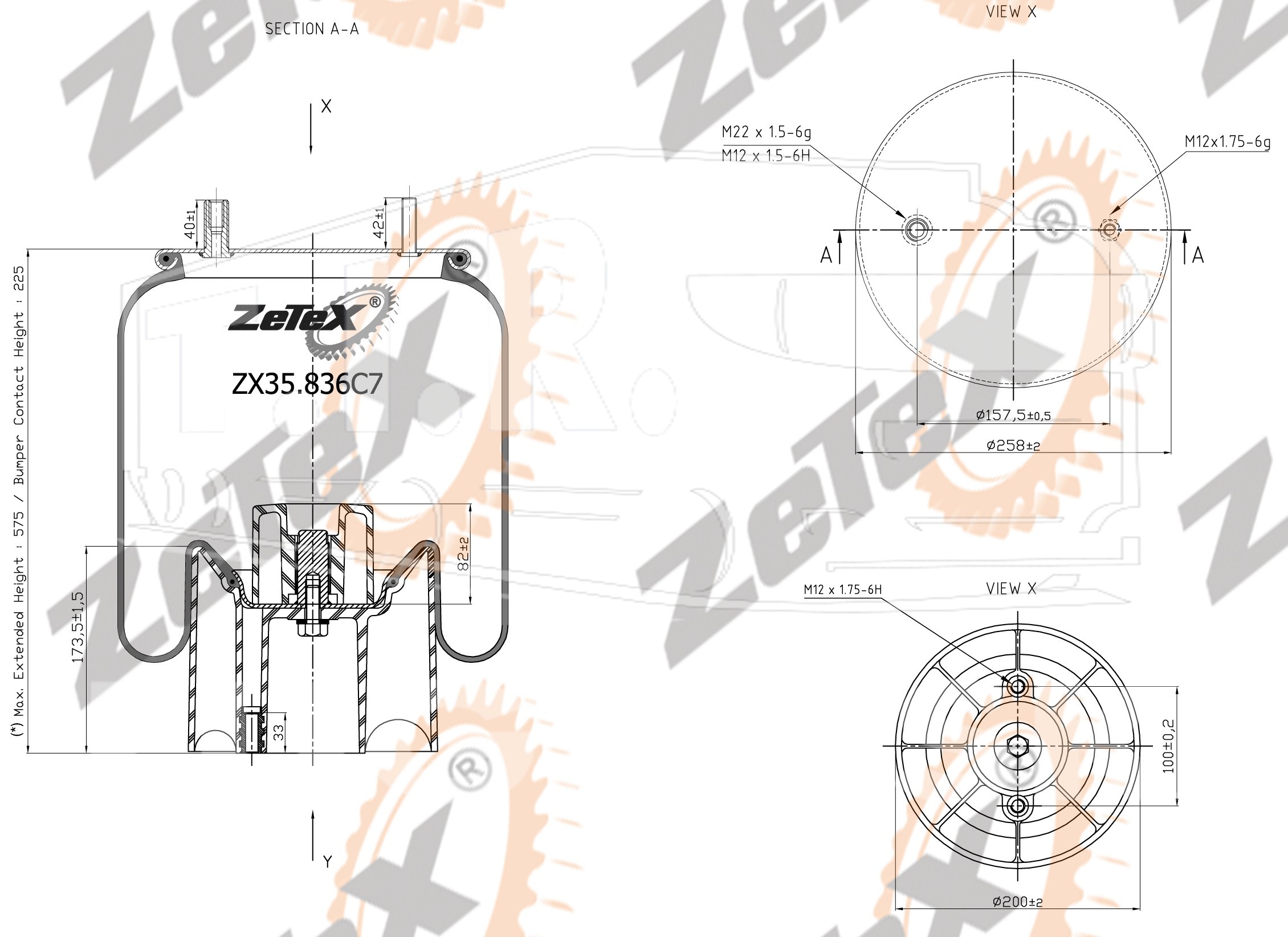 ZX35.4157CP09, Пневморессора 4157NP09 пластиковый стакан ROR — ZeTeX