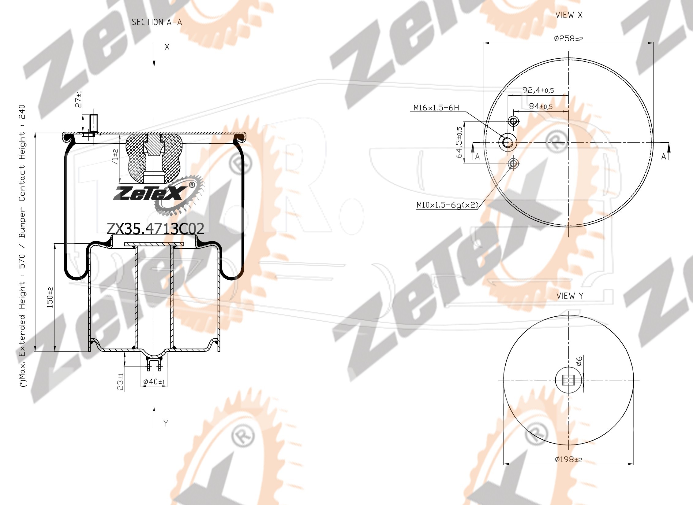 ZX35.4713C02, Пневморессора 4713NP02 металлический стакан Volvo Truck — ZeTeX
