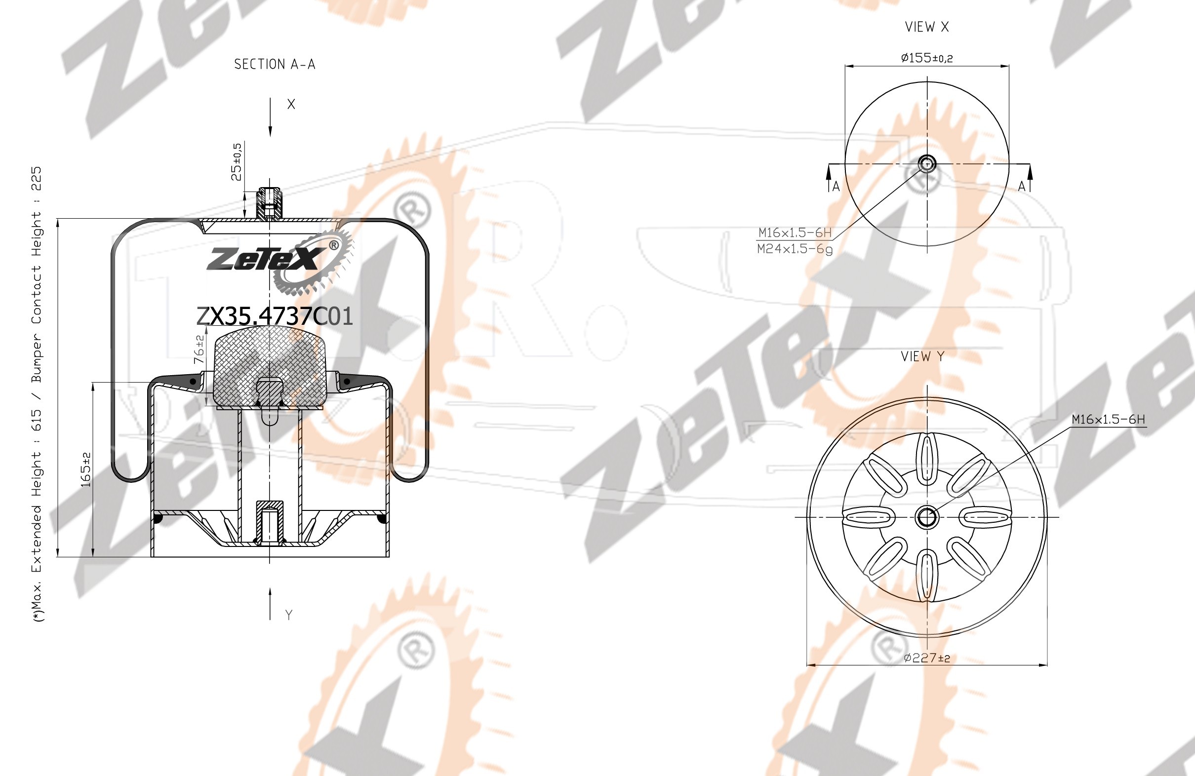 ZX35.4737C01, Пневморессора 4737NP01 Voss 230 металлический стакан Mercedes Atego — ZeTeX