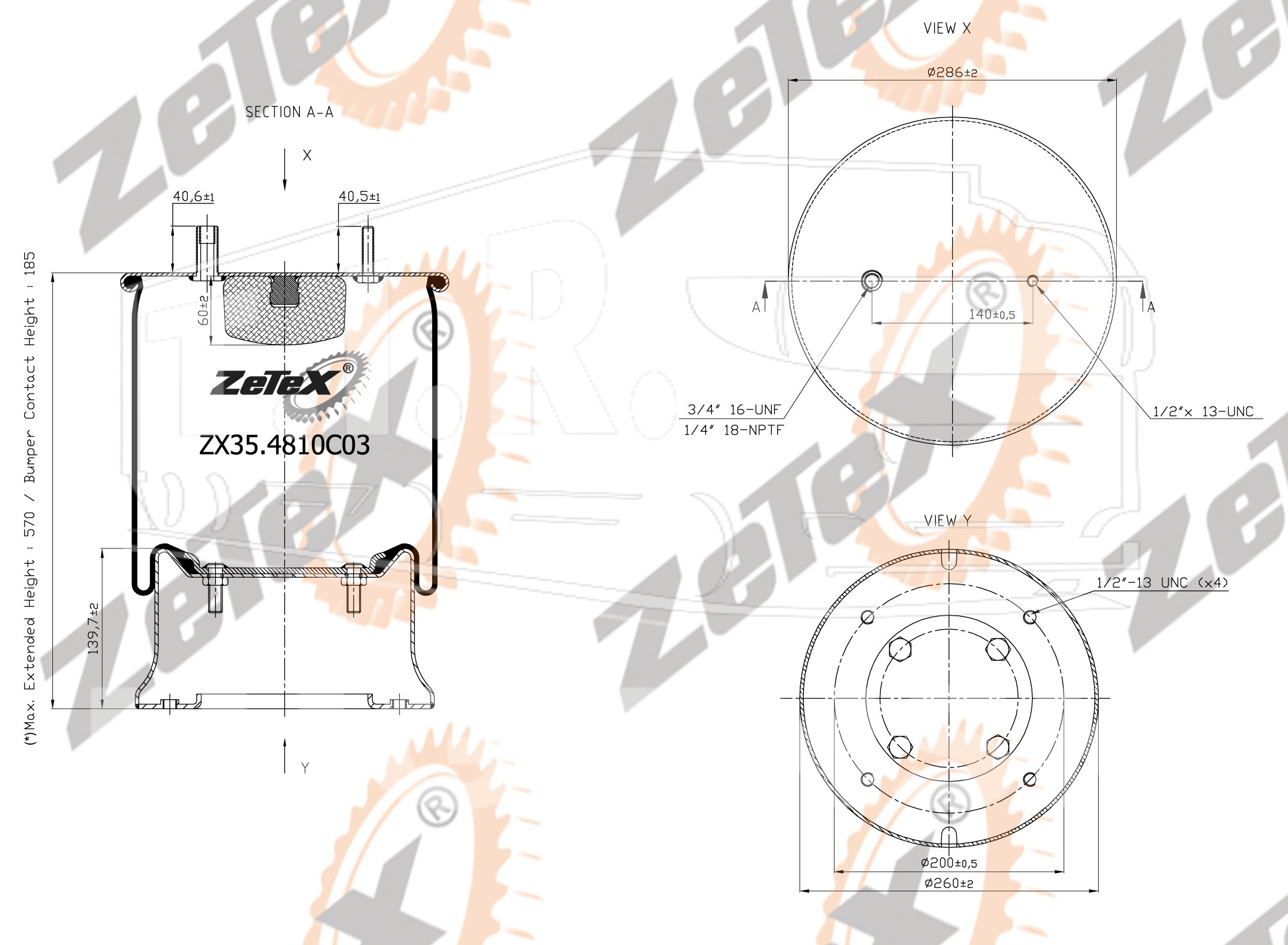 ZX35.4810C03, Пневморессора 4810NP03 металлический стакан — ZeTeX