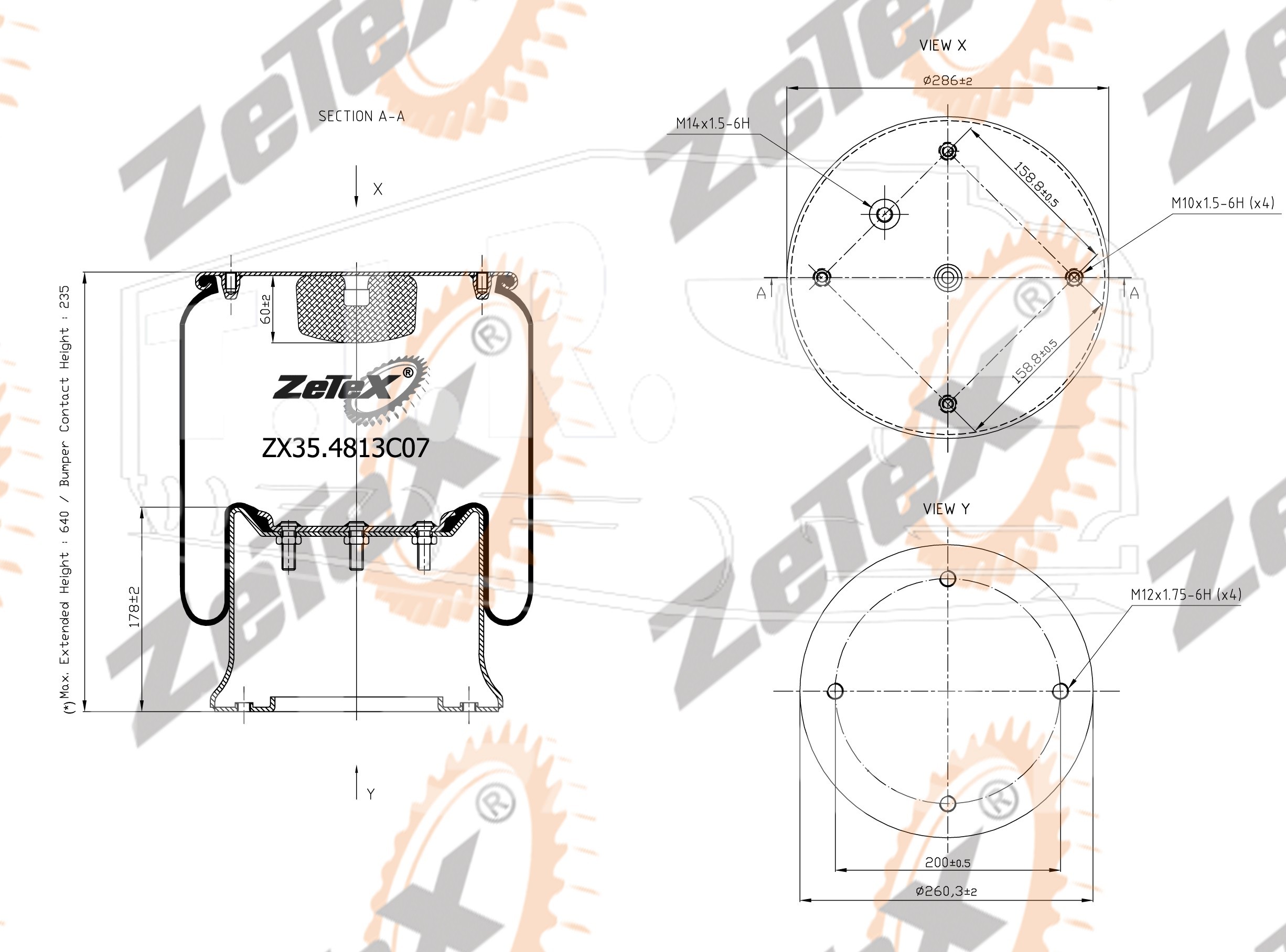 ZX35.4813C07, Пневморессора 4813NP07 металлический стакан Scania — ZeTeX