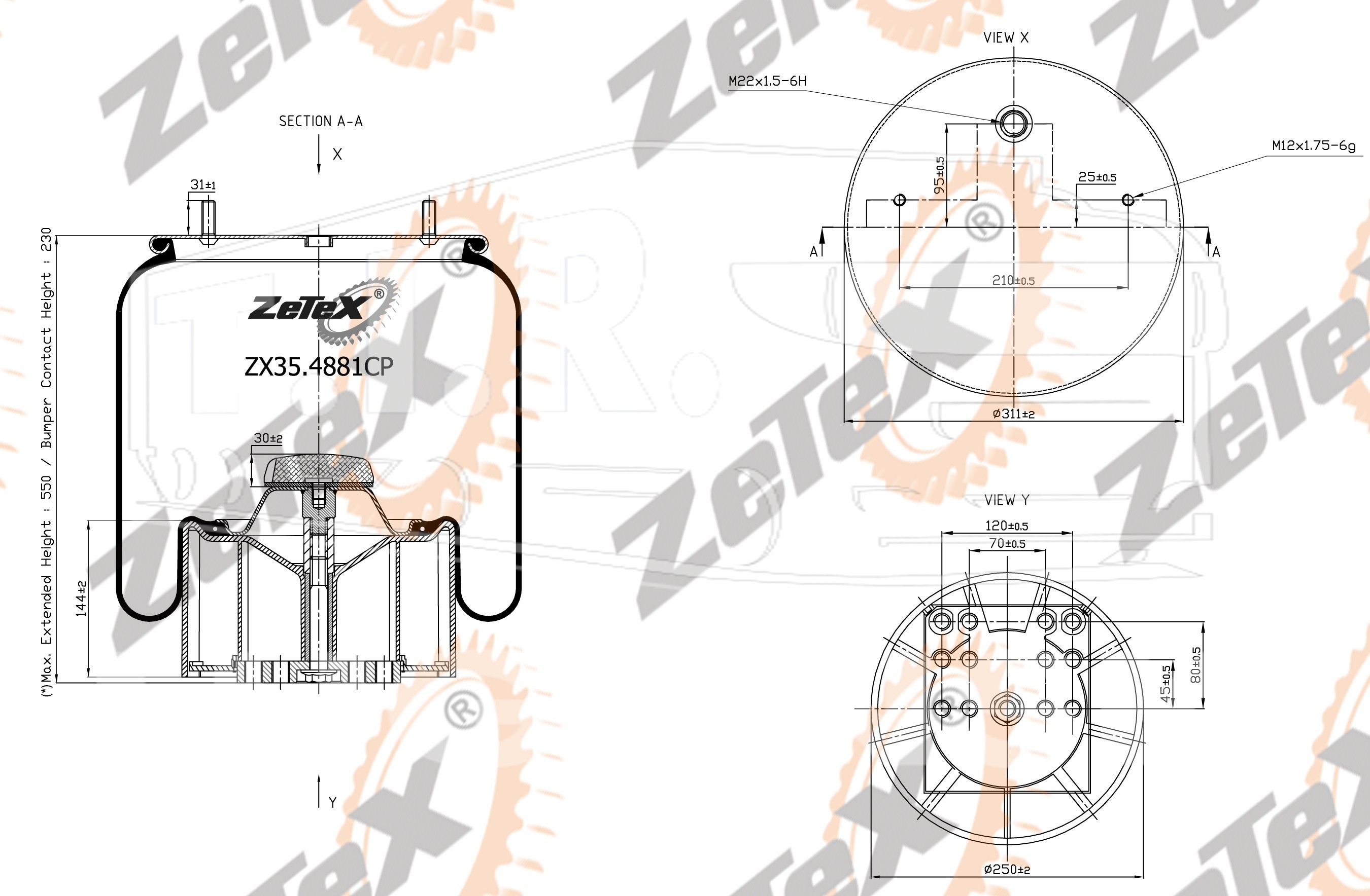 ZX35.4881CP, Пневморессора 4881MB пластиковый стакан — ZeTeX