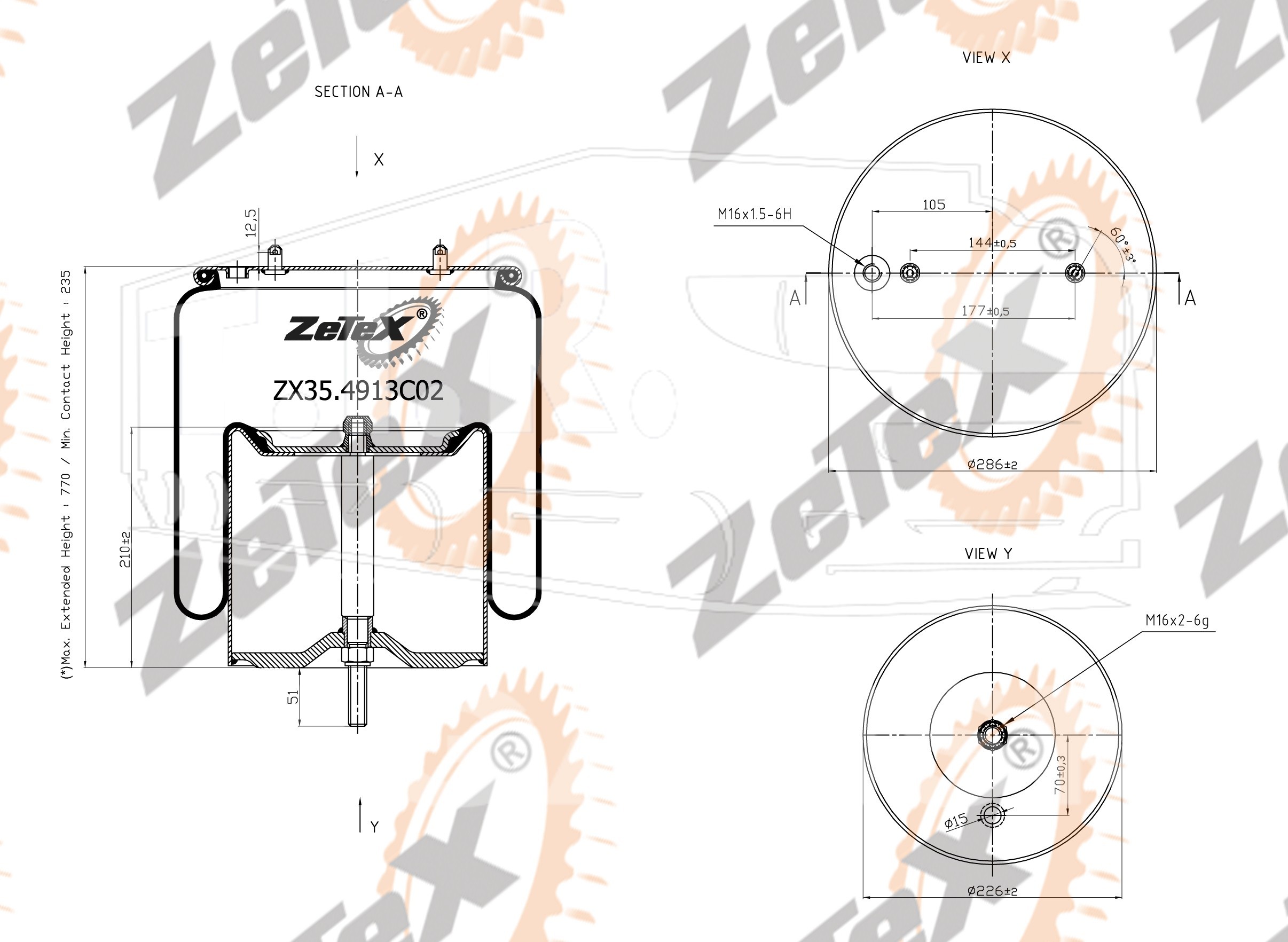 ZX35.4913C02, Пневморессора 4913NP02 металлический стакан — ZeTeX