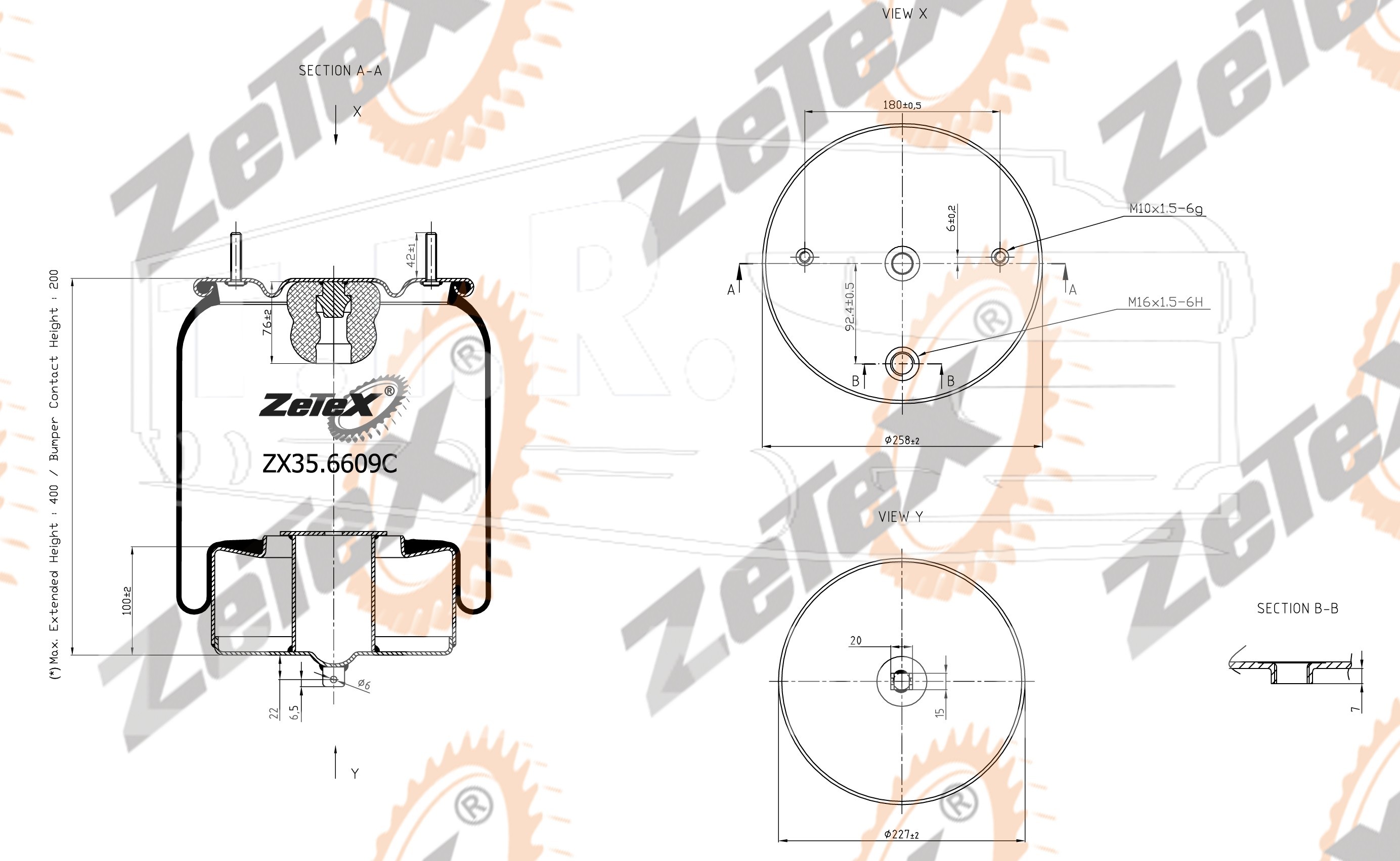 ZX35.6609C, Пневморессора 6609NP01 металлический стакан — ZeTeX