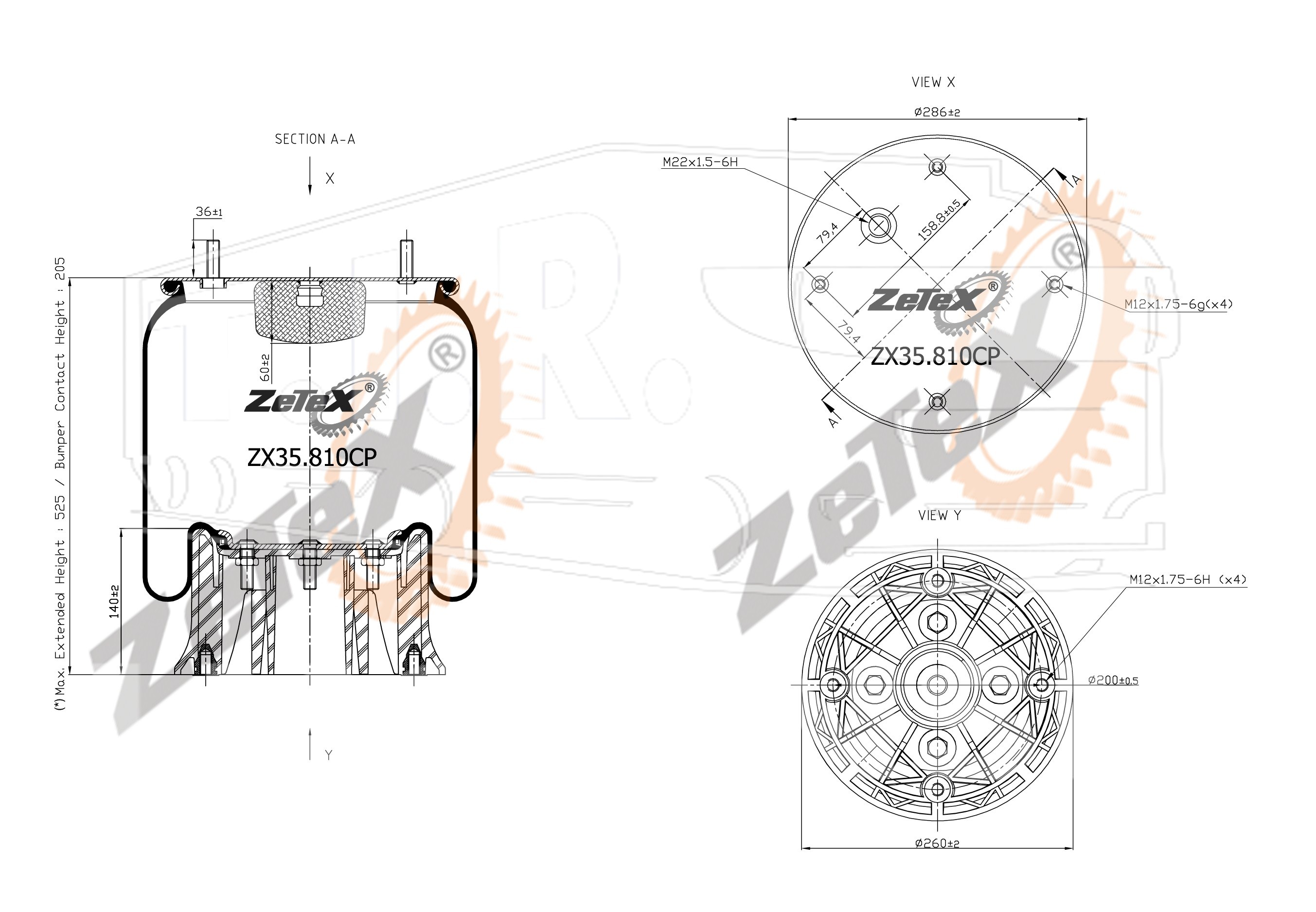 ZX35.810CP, Пневморессора 810MB пластиковый стакан SAF291S — ZeTeX