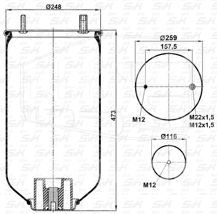 SK-9002-A3P-01, Пневморессора — S&K GMBH