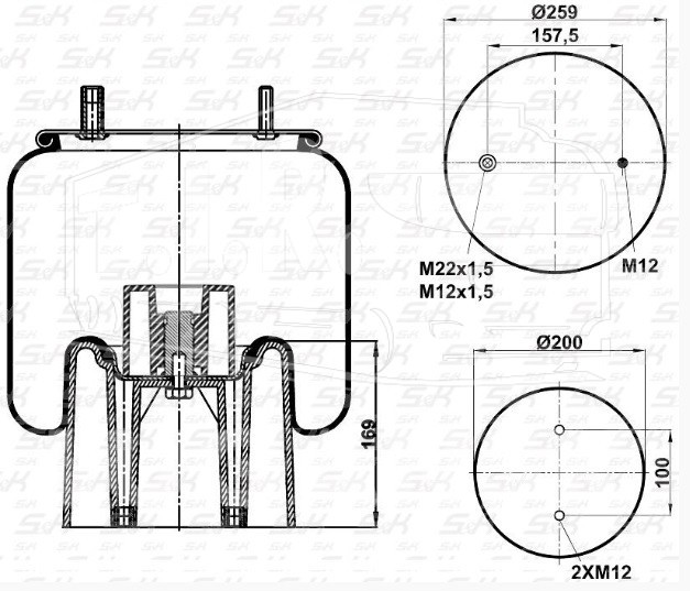 SK-9002-A3KP-01, Пневморессора — S&K GMBH