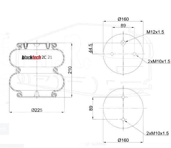 Пневморессора (бублик с метал) M12*1.5