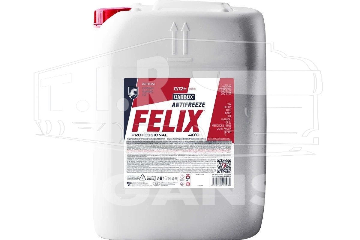 Антифриз FELIX Carbox-40 G12+ красный 20кг