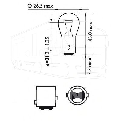 Лампочка 12vP21/5w BAY15D