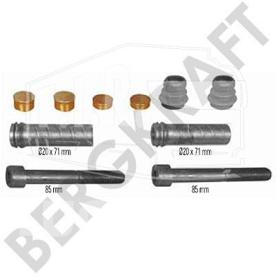 BK8500565, Р-к суппорта направляющие D=20mm/L=71mm+болты L=85mm+пыльники — Bergkraft