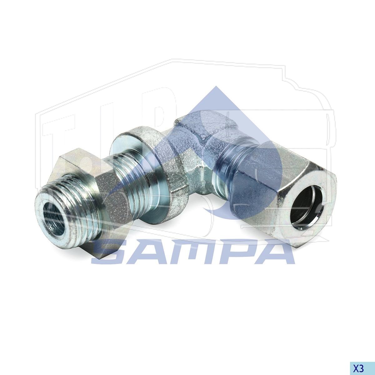 096.1447, Соединитель уголок М16*1,5/D10 металл — Sampa