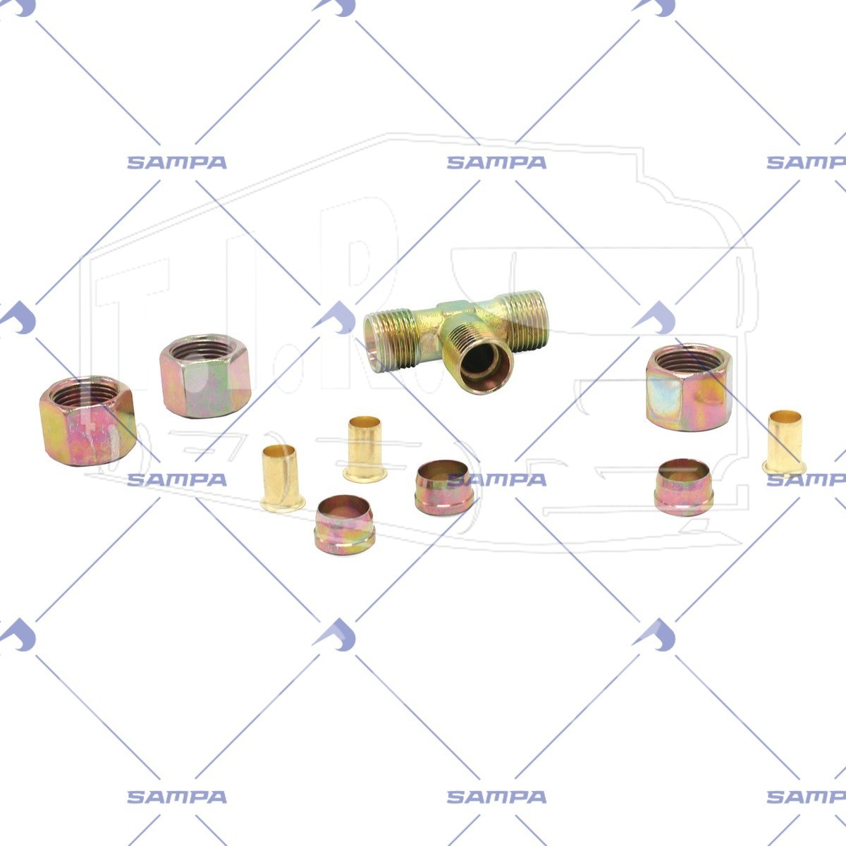 096.1460, Соединитель тройник 12*12*12мм метал — Sampa