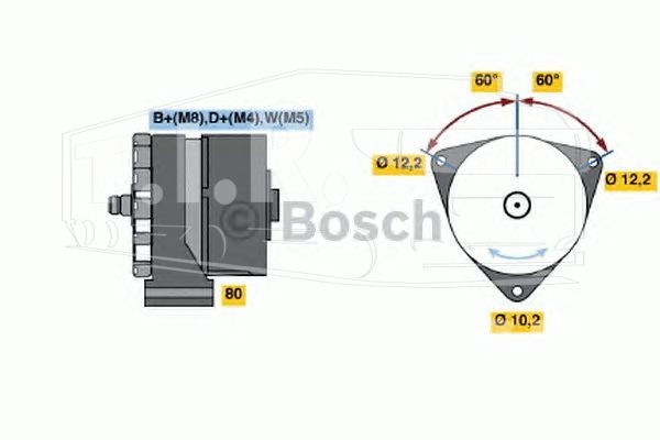6 033 GB3 054, Генератор 24V 80A — Bosch
