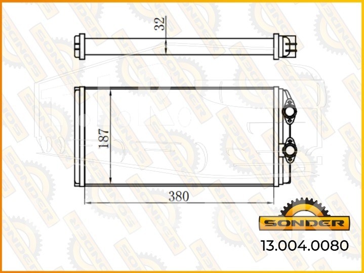 Радиатор печки 382*189*40