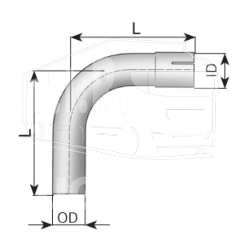 DIN91103, Колено глушителя D103*90" — Dinex
