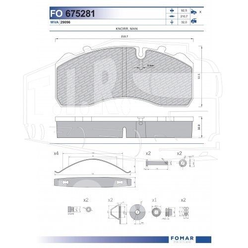 55675281PRO, Колодки тормозные 210*92*30 — FOMAR