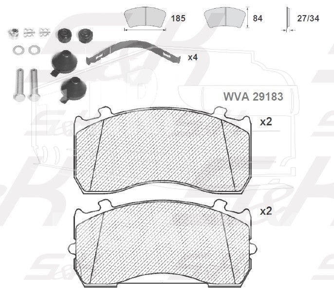 SK29183-02, Колодки тормозные 173.60*84*34 — S&K GMBH
