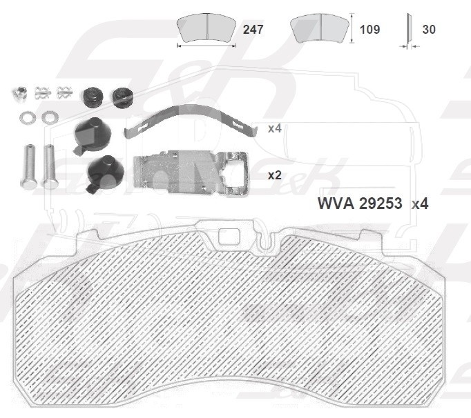 SK29253-PL, Колодки тормозные 248*108*30 — S&K GMBH