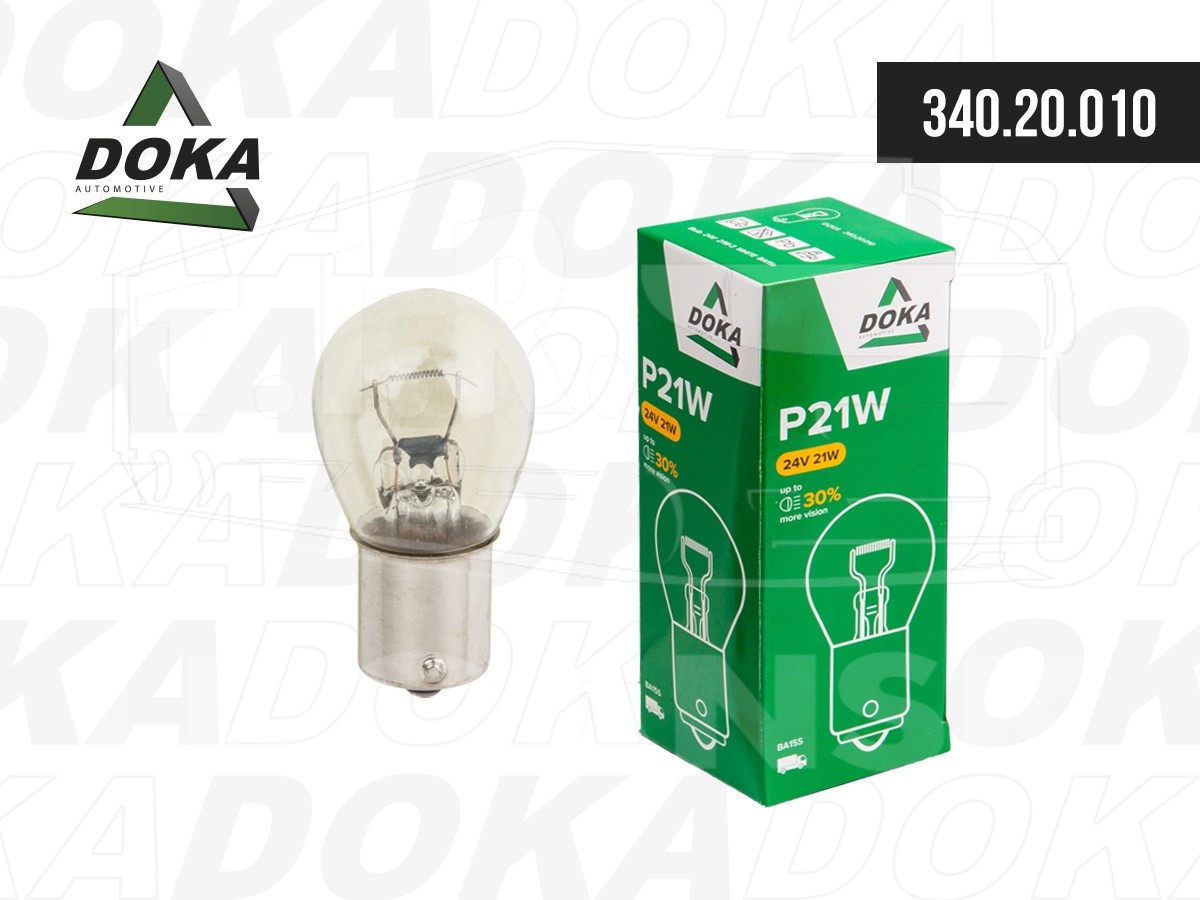 340.20.010, Лампочка 24V 21W P21W (BA15s) — DOKA