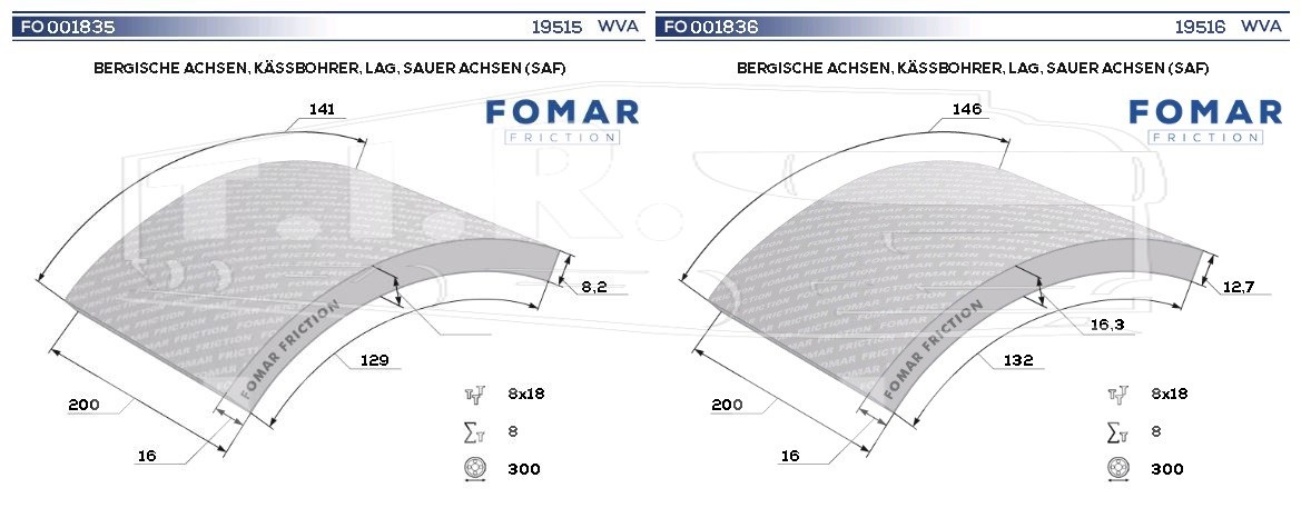 65203900A8RV, Накладки тормозные — FOMAR