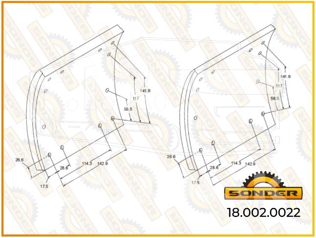 18.002.0022, Накладки тормозные 180*204*21/426 L300 — Sonder