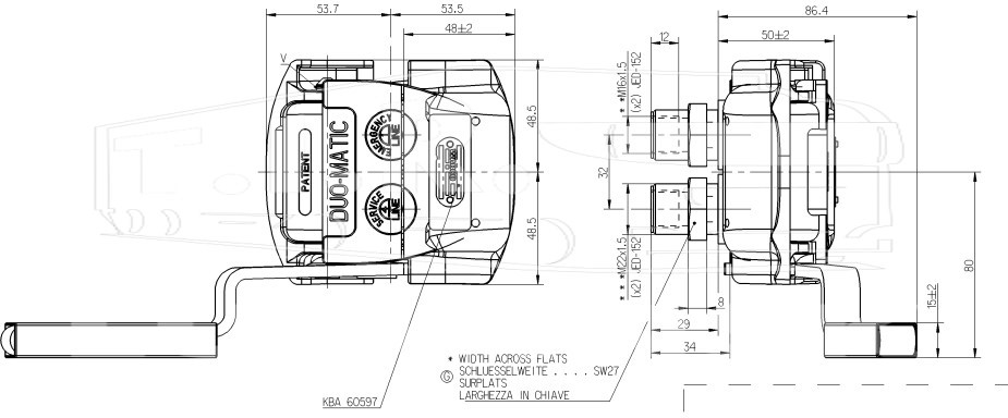 452 802 009 0, Разъем пневмат DuoMatic М16*1,5 с клапаном — Wabco