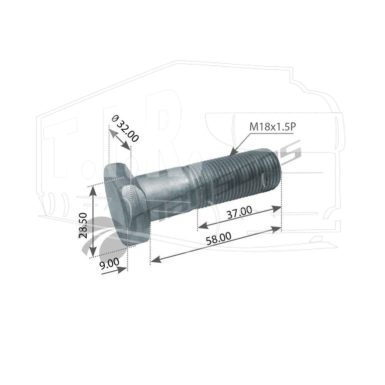 Шпилька колеса М18*1.5*58/67MM